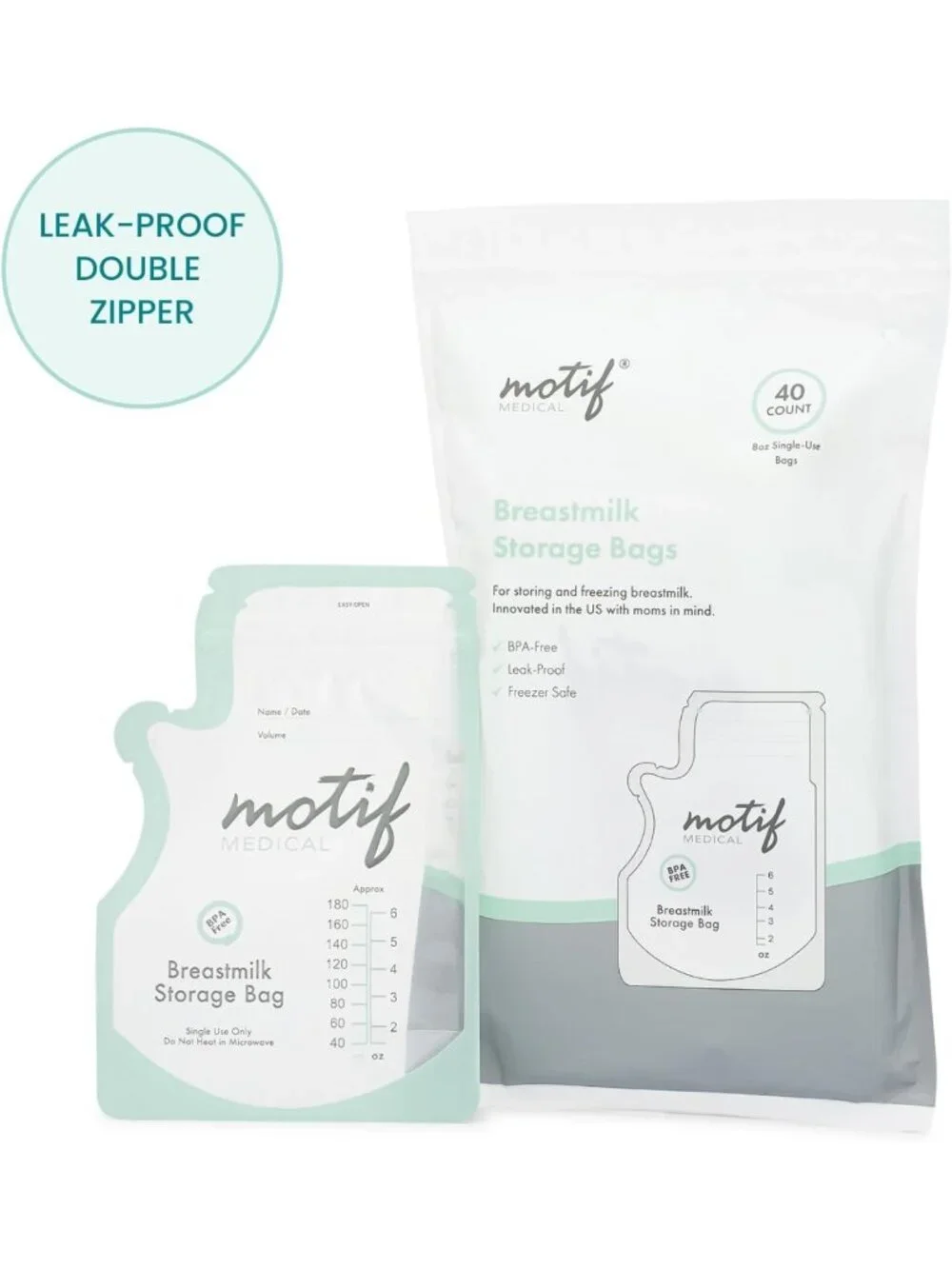 Breastmilk Storage Bags with Easy Pour Spout - Leak-Proof Freezer Bags, 100